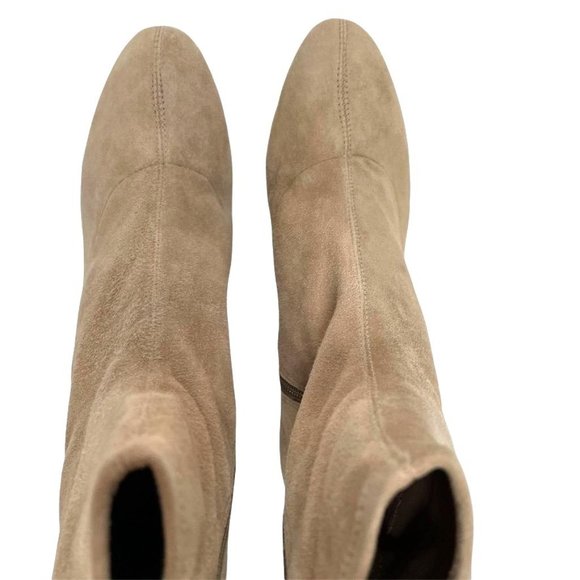 NIB SCHUTZ WOMENS MID CALF BEIGE LUPE STRETCH LEATHER BOOTS IN BRUSH TAN… - Picture 11 of 16